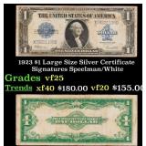 1923 $1 large size Silver Certificate Grades vf+ S