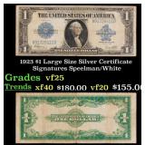 1923 $1 large size Silver Certificate Grades vf+ S