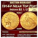 1914-p Gold Indian Quarter Eagle Near Top Pop! $2