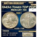 1943-d Mercury Dime Toned TOP POP! 10c ms68+ FSB S