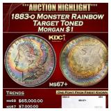 1883-o Morgan Dollar Monster Rainbow Target Toned