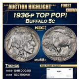 1936-p Buffalo Nickel TOP POP! 5c ms68+ SEGS