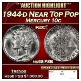 1944-d Mercury Dime Near Top Pop! 10c ms68 FSB SEG