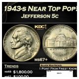 1943-s Jefferson Nickel Near Top Pop! 5c ms67+ SEG