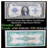 1923 $1 large size Silver Certificate Grades vf+ S
