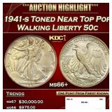 1941-s Walking Liberty Half Dollar Toned Near Top