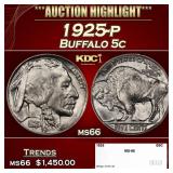 1925-p Buffalo Nickel 5c ms66 SEGS