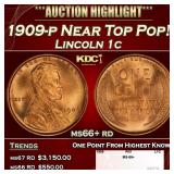 1909-p Lincoln Cent Near Top Pop! 1c ms66+ rd SEGS