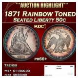1871 Proof Seated Half Dollar Rainbow Toned 50c pr