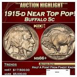 1915-d Buffalo Nickel Near Top Pop! 5c ms66+ SEGS