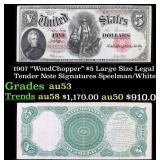 1907 $5 Large Size Legal Tender Note "WoodChopper"