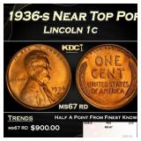 1936-s Lincoln Cent Near Top Pop 1c ms67 rd SEGS
