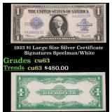 1923 $1 large size Silver Certificate Grades Selec