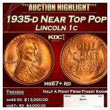 1935-d Lincoln Cent Near Top Pop 1c ms67+ rd SEGS