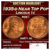 1935-d Lincoln Cent Near Top Pop 1c ms67+ rd SEGS