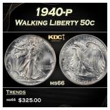 1940-p Walking Liberty Half Dollar 50c Grades ms66