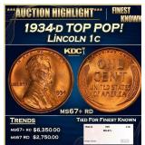 1934-d Lincoln Cent TOP POP! 1c ms67+ rd SEGS