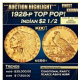 1928-p Gold Indian Quarter Eagle TOP POP! $2 1/2 m