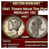 1941 Proof Mercury Dime Toned Near Top Pop! 10c pr