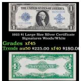 1923 $1 large size Silver Certificate Grades xf+ S