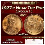 1927-p Lincoln Cent Near Top Pop! 1c ms67 rd SEGS