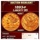 1893-p Gold Liberty Half Eagle $5 ms66+ SEGS