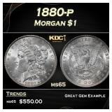 1880-p Morgan Dollar $1 Grades ms65