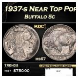 1937-s Buffalo Nickel Near Top Pop 5c ms67 SEGS