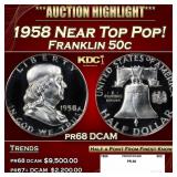 1958 Proof Franklin Half Dollar Near Top Pop! 50c