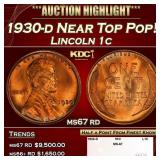 1930-d Lincoln Cent Near Top Pop! 1c ms67 rd SEGS