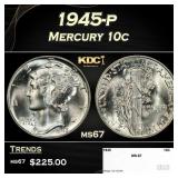 1945-p Mercury Dime 10c ms67 SEGS