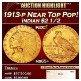 1913-p Gold Indian Quarter Eagle Near Top Pop! $2