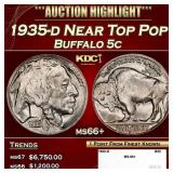1935-d Buffalo Nickel Near Top Pop 5c ms66+ SEGS