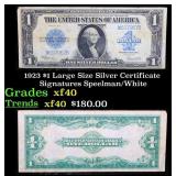 1923 $1 large size Silver Certificate Grades xf Si