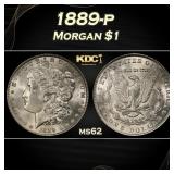 1889-p Morgan Dollar $1 Grades ms62