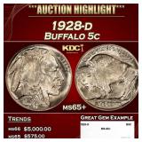 1928-d Buffalo Nickel 5c ms65+ SEGS
