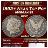 1892-p Morgan Dollar Near Top Pop $1 ms64+ DMPL SE