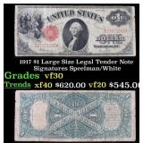 1917 $1 Large Size Legal Tender Note Grades vf++ S