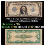1923 $1 large size Silver Certificate Grades vf+ S