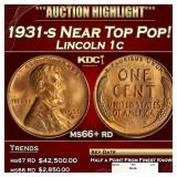 1931-s Lincoln Cent Near Top Pop! 1c ms66+ rd SEGS