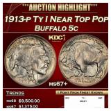 1913-p Ty I Buffalo Nickel Near Top Pop! 5c ms67+
