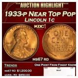 1933-p Lincoln Cent Near Top Pop 1c ms67 rd SEGS
