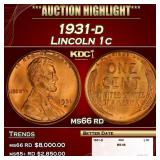 1931-d Lincoln Cent 1c ms66 rd SEGS