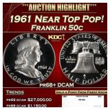 1961 Proof Franklin Half Dollar Near Top Pop! 50c