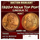 1920-p Lincoln Cent Near Top Pop! 1c ms66+ rd SEGS