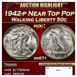 1942-p Walking Liberty Half Dollar Near Top Pop 50