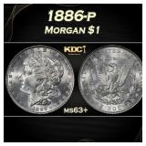 1886-p Morgan Dollar $1 Grades ms63+