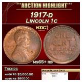 1917-d Lincoln Cent 1c ms65+ rb SEGS