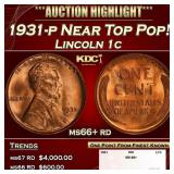 1931-p Lincoln Cent Near Top Pop! 1c ms66+ rd SEGS