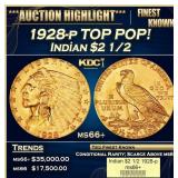 1928-p Gold Indian Quarter Eagle TOP POP! $2 1/2 m